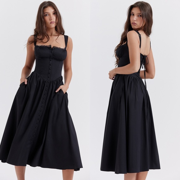 HOUSE OF CB 'Tatiana' Black Midi Sundress - Picture 4 of 12